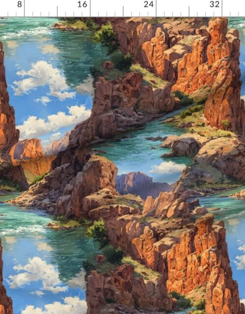 Fabric in Summer Sun Over the Grand Canyon Watercolor Landscape