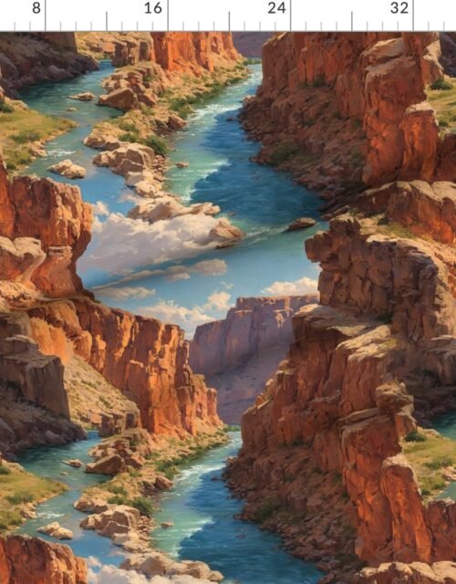 Fabric in Summer Sun Over the Grand Canyon Watercolor Landscape