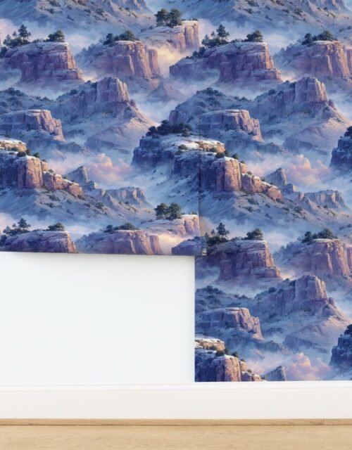 Winter Silence Over the Grand Canyon Watercolor Landscape Wallpaper