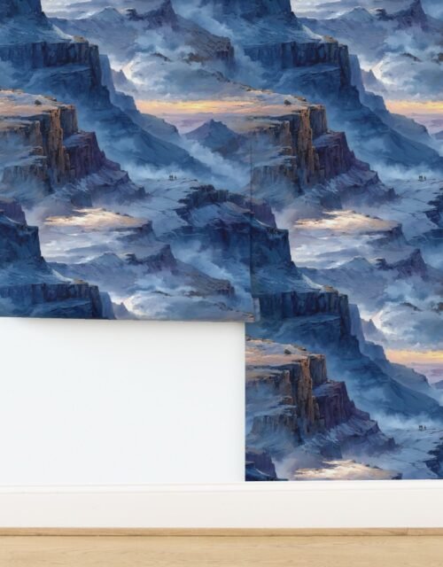 Winter Silence Over the Grand Canyon Watercolor Landscape Wallpaper