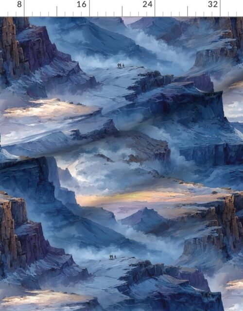 Fabric in Winter Silence Over the Grand Canyon Watercolor Landscape