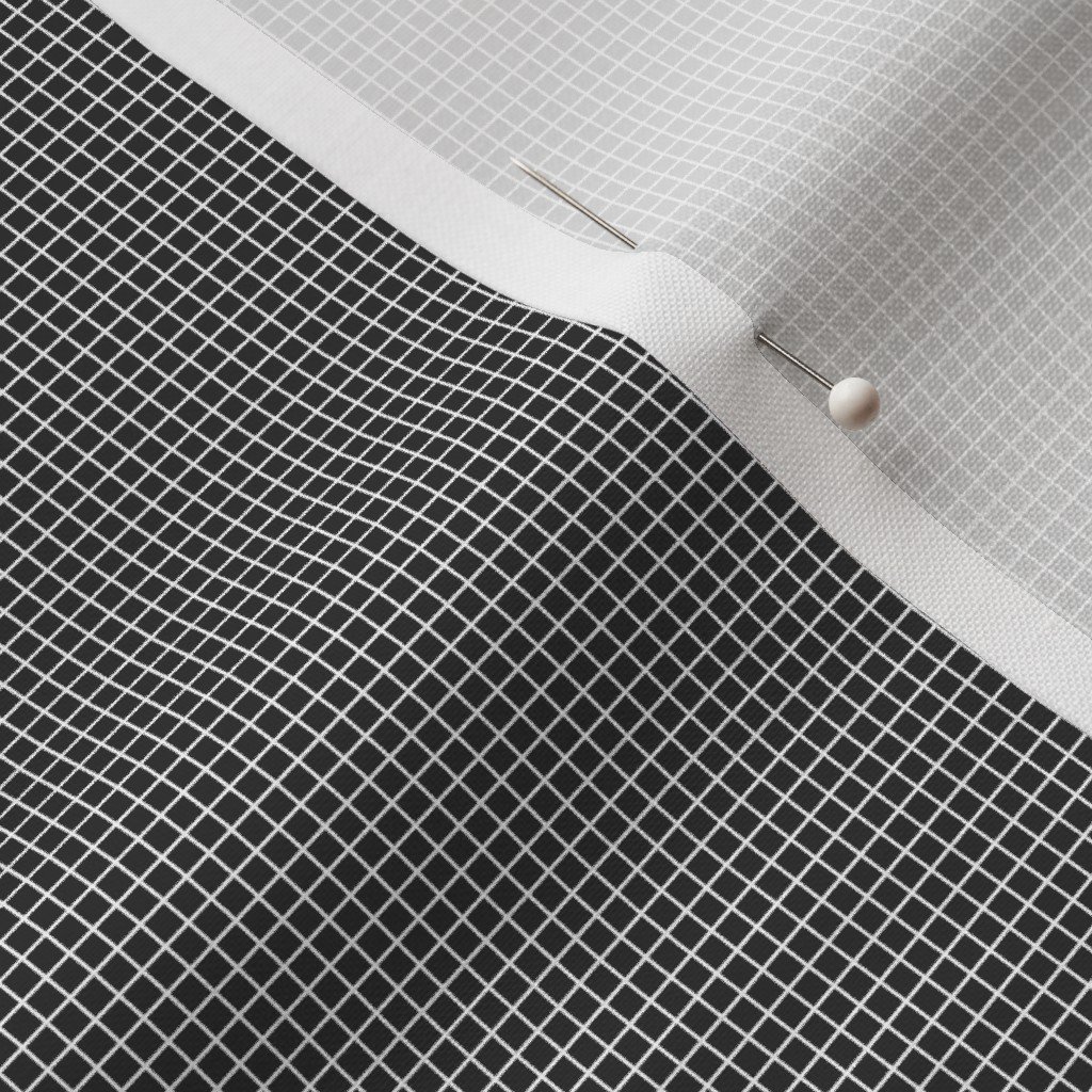 Fabric in Micro Grid Line Pattern with White Lines on Charcoal Gray Fabric in Micro Grid Line Pattern with White Lines on Charcoal Gray - Image 3