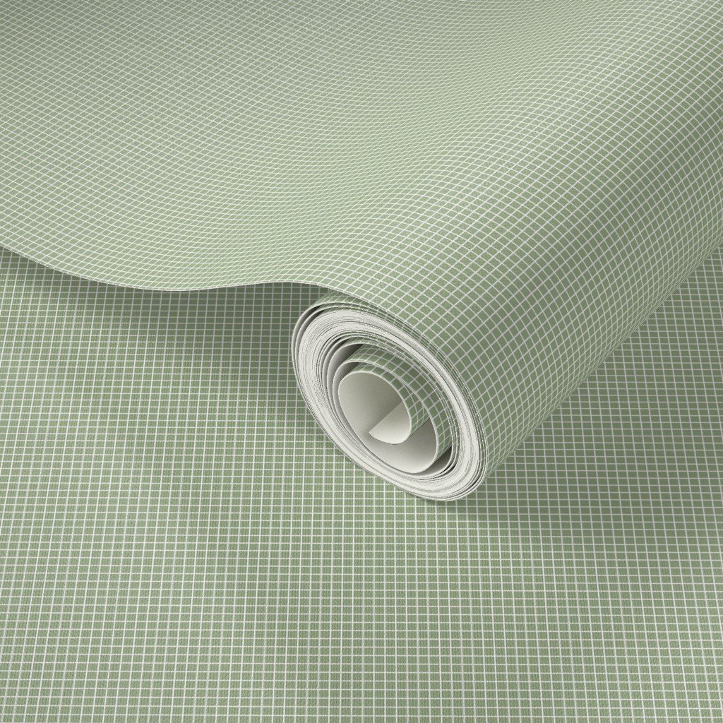 Micro Grid Line Pattern with White Lines on Sage Green Wallpaper Micro Grid Line Pattern with White Lines on Sage Green Wallpaper - Image 3