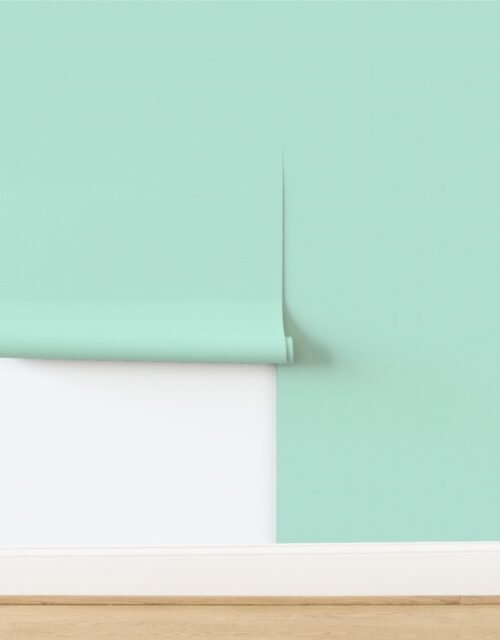 Micro Grid Line Pattern with White Lines on Mint Green Wallpaper