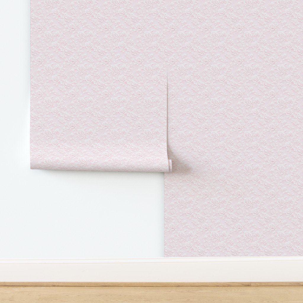 Vintage Lace Rose Floral Pattern in Blush Pink Wallpaper Vintage Lace Rose Floral Pattern in Blush Pink Wallpaper