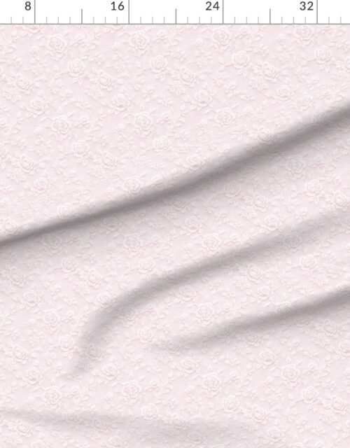 Fabric in Vintage Lace Rose Floral Pattern in Blush Pink