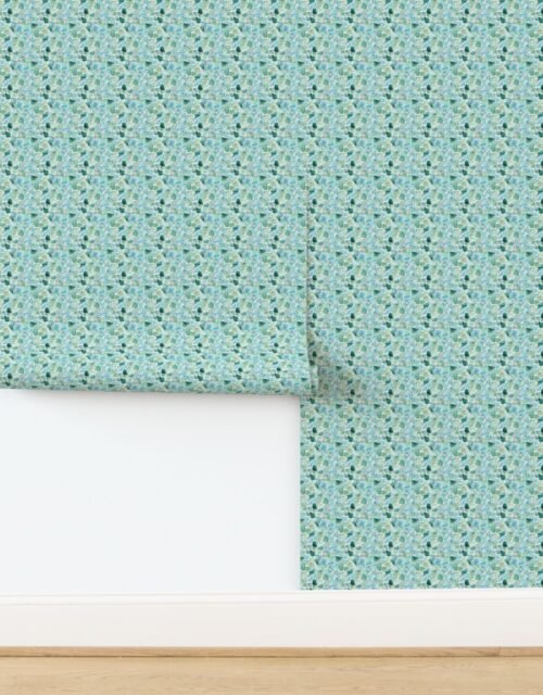 Mini Blue and Aqua Watercolor Sea Glass Shards Pattern Wallpaper