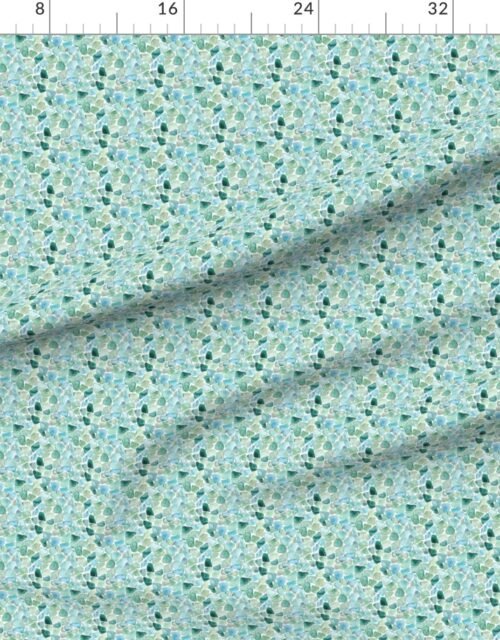 Fabric in Mini Blue and Aqua Watercolor Sea Glass Shards Pattern