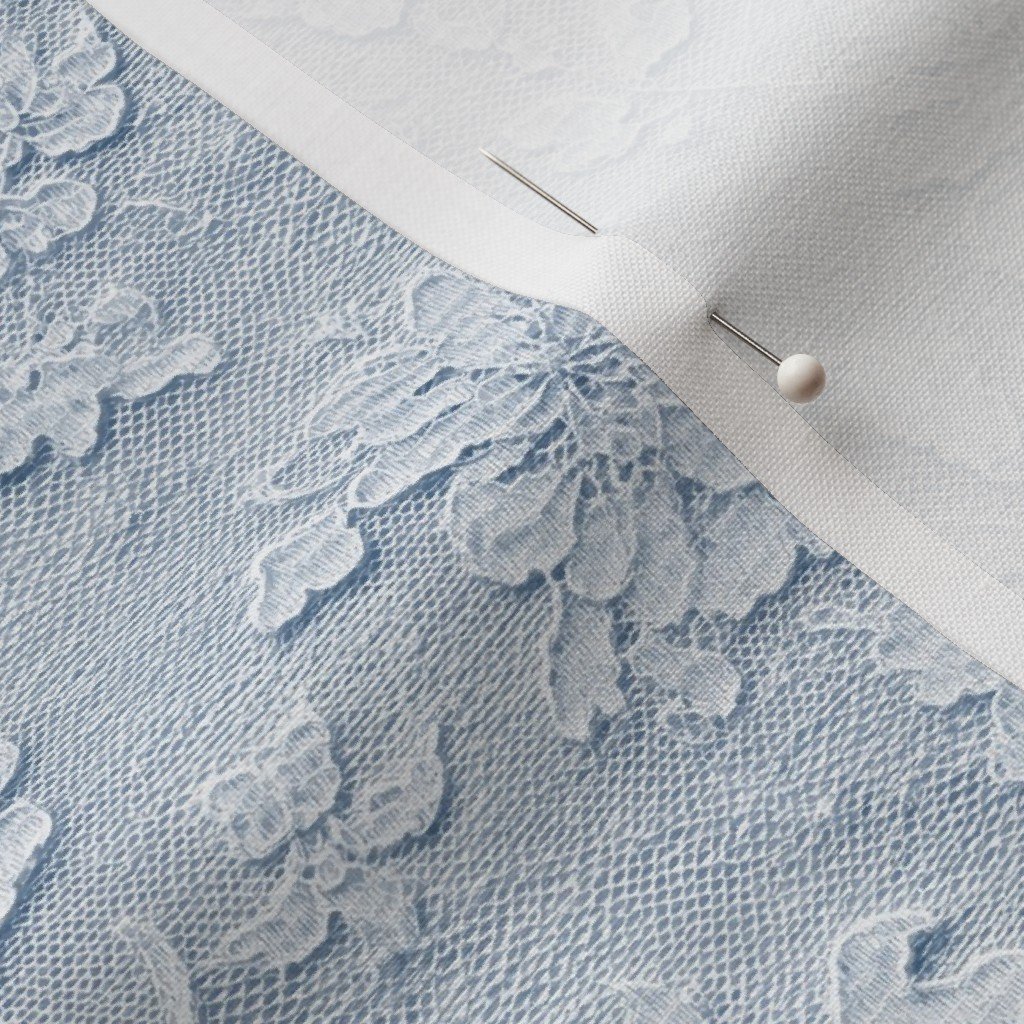 Fabric in Chantilly Lace Floral Pattern in Dusty Blue Fabric in Chantilly Lace Floral Pattern in Dusty Blue - Image 3