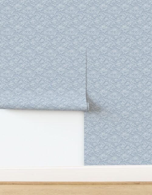 Chantilly Lace Floral Pattern in Dusty Blue Wallpaper