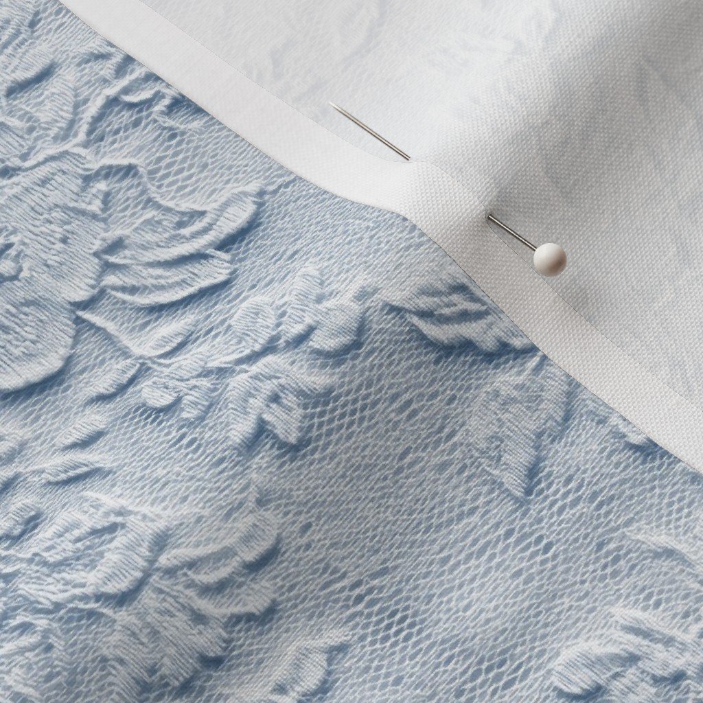 Fabric in Venise Guipure Lace Floral Pattern in Dusty Blue Fabric in Venise Guipure Lace Floral Pattern in Dusty Blue - Image 3