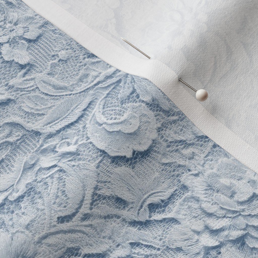 Fabric in Alencon Lace Floral Pattern in Dusty Blue Fabric in Alencon Lace Floral Pattern in Dusty Blue - Image 3
