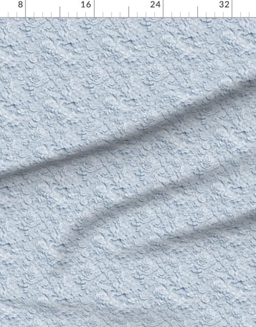 Fabric in Alencon Lace Floral Pattern in Dusty Blue
