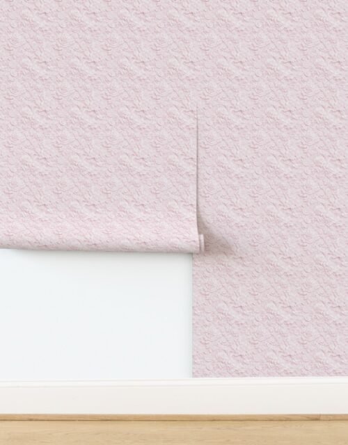 Alencon Lace Floral Pattern in Blush Pink Wallpaper
