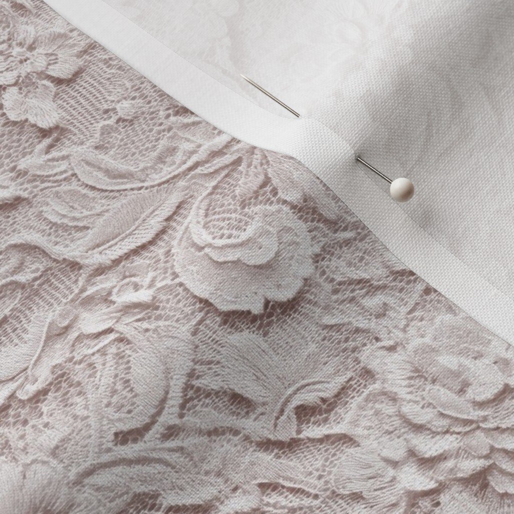 Fabric in Alencon Lace Floral Pattern in Warm Linen Fabric in Alencon Lace Floral Pattern in Warm Linen - Image 3