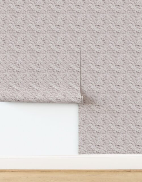 Alencon Lace Floral Pattern in Warm Linen Wallpaper