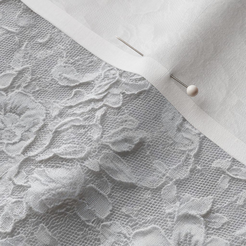 Fabric in Eyelet Lace Floral Pattern in Soft White Fabric in Eyelet Lace Floral Pattern in Soft White - Image 3