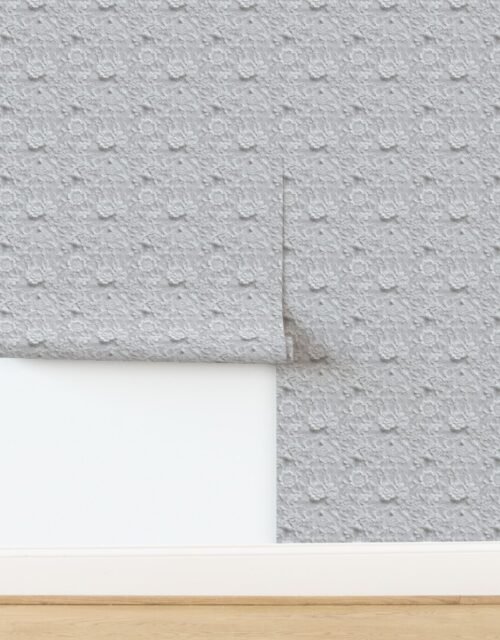 Eyelet Lace Floral Pattern in Soft White Wallpaper