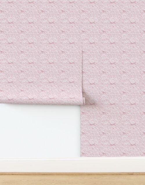 Eyelet Lace Floral Pattern in Blush Pink Wallpaper