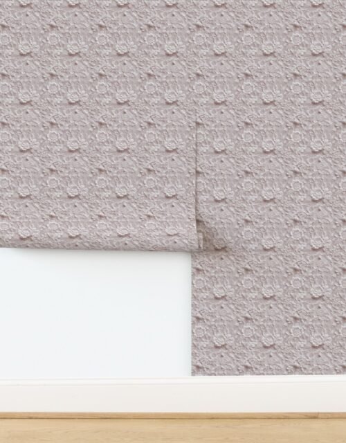 Eyelet Lace Floral Pattern in Warm Linen Wallpaper