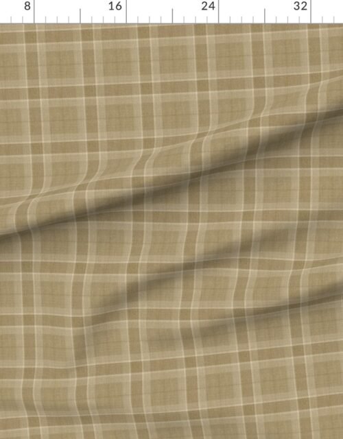 Fabric in Warm Sand and Soft Taupe Wool Texture Small Scale Tartan Plaid