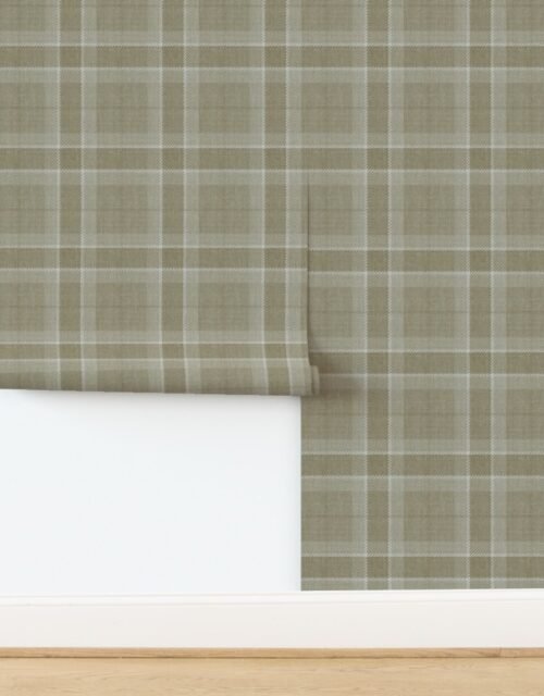 Soft Oat and Warm Linen Wool Texture Tartan Plaid Wallpaper