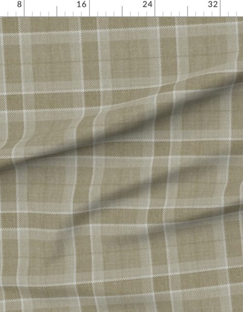 Fabric in Soft Oat and Warm Linen Wool Texture Tartan Plaid