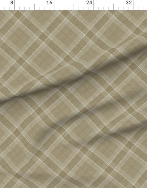 Fabric in Soft Oat and Warm Linen Wool Texture Diagonal Tartan Plaid