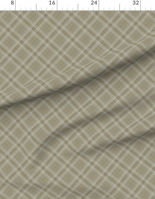 Fabric in Soft Oat and Warm Linen Wool Texture Small Diagonal Tartan Plaid
