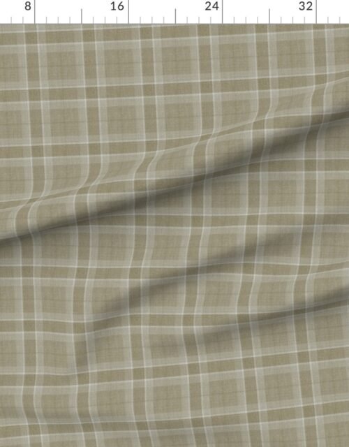 Fabric in Soft Oat and Warm Linen Wool Texture Small Scale Tartan Plaid