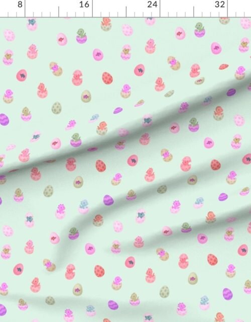 Fabric in Easter Dino Eggs Watercolor Pattern on Soft Mint