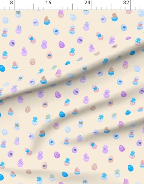 Fabric in Easter Dino Eggs Watercolor Pattern on Soft Cream