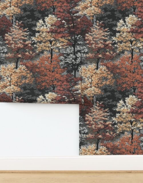 New England Endless Forest Fall Trees - Muted Autumn Tones Wallpaper