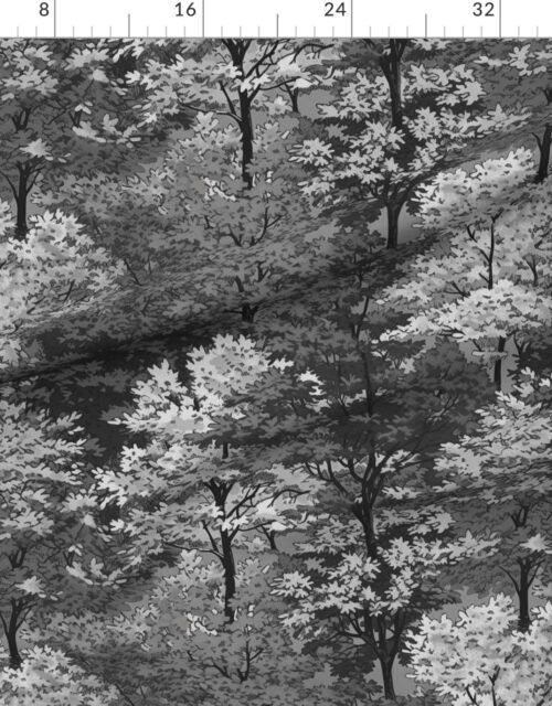 Fabric in New England Endless Forest Fall Trees - Monochrome Gray