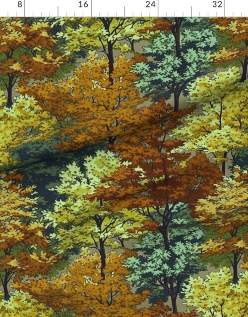Fabric in New England Endless Forest Fall Trees - Golden Harvest