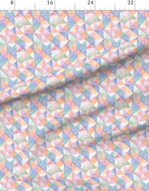 Fabric in Soft Watercolor Quilted Patchwork Triangles in Peach Lavender and Sage
