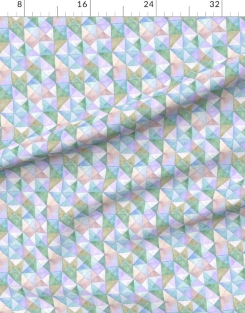 Fabric in Soft Watercolor Quilted Patchwork Triangles in Mint Sage and Lavender