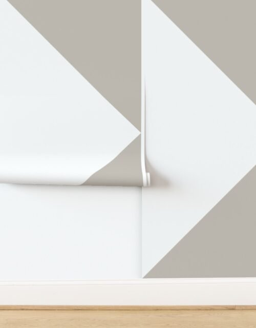 Bold Greige and White Oversized Geometric Triangle Wallpaper Wallpaper