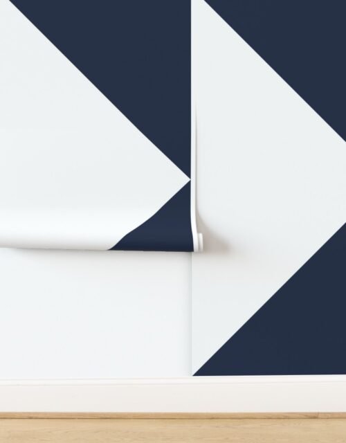 Bold Navy and White Oversized Geometric Triangle Wallpaper
