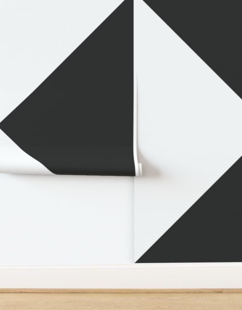 Bold Charcoal and White Oversized Geometric Diamond Wallpaper Wallpaper