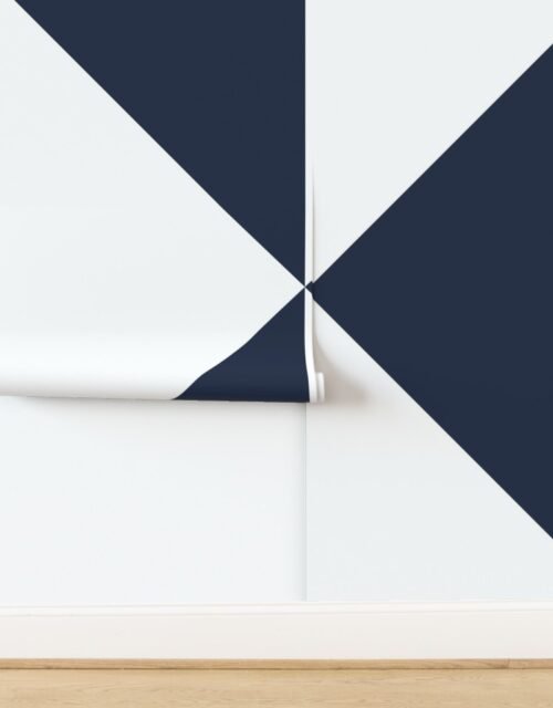 Bold Navy and White Oversized Geometric Diamond Wallpaper