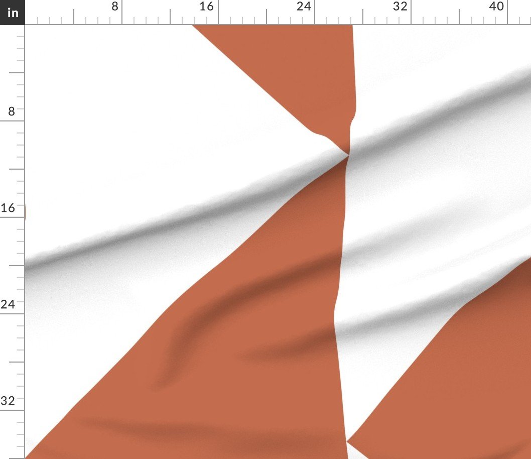Fabric in Bold Terracotta and White Oversized Geometric Triangle Fabric in Bold Terracotta and White Oversized Geometric Triangle