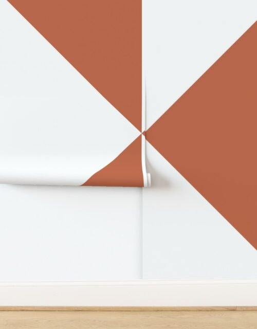 Bold Terracotta and White Oversized Geometric Diamond Wallpaper