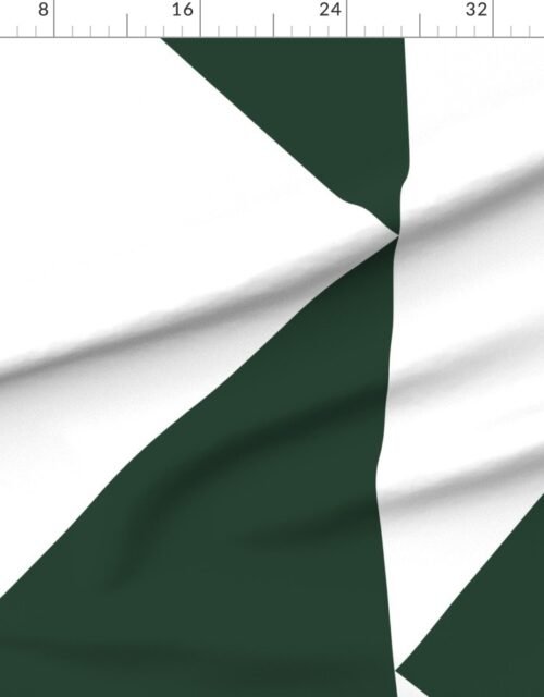 Fabric in Bold Forest Green and White Oversized Geometric Triangle