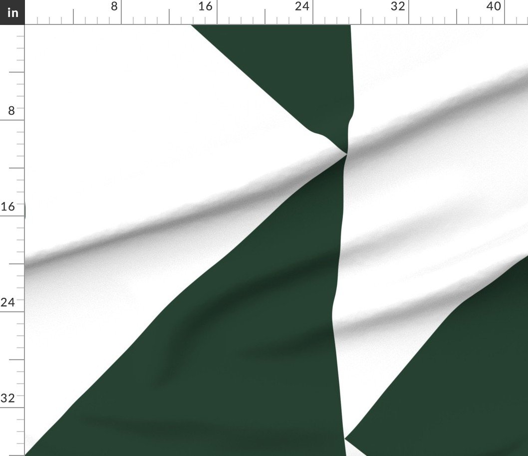 Fabric in Bold Forest Green and White Oversized Geometric Triangle Fabric in Bold Forest Green and White Oversized Geometric Triangle