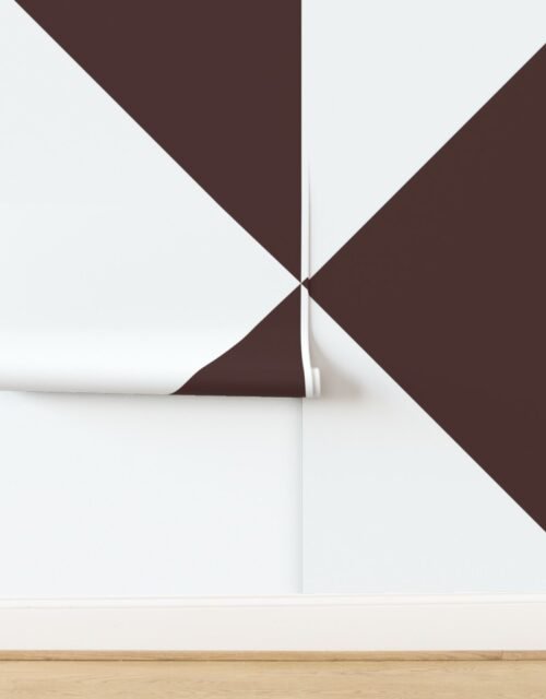 Bold Chocolate Brown and White Oversized Geometric Diamond Wallpaper