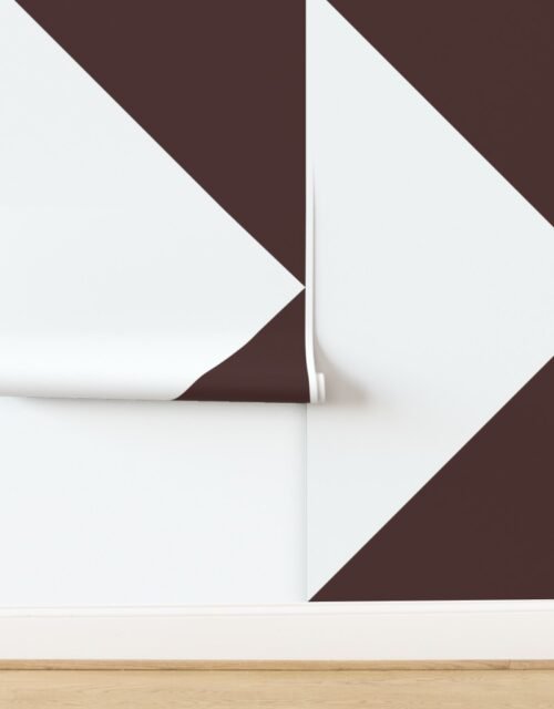 Bold Chocolate Brown and White Oversized Geometric Triangle Wallpaper