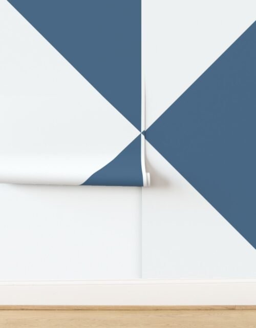 Bold Slate Blue and White Oversized Geometric Diamond Wallpaper