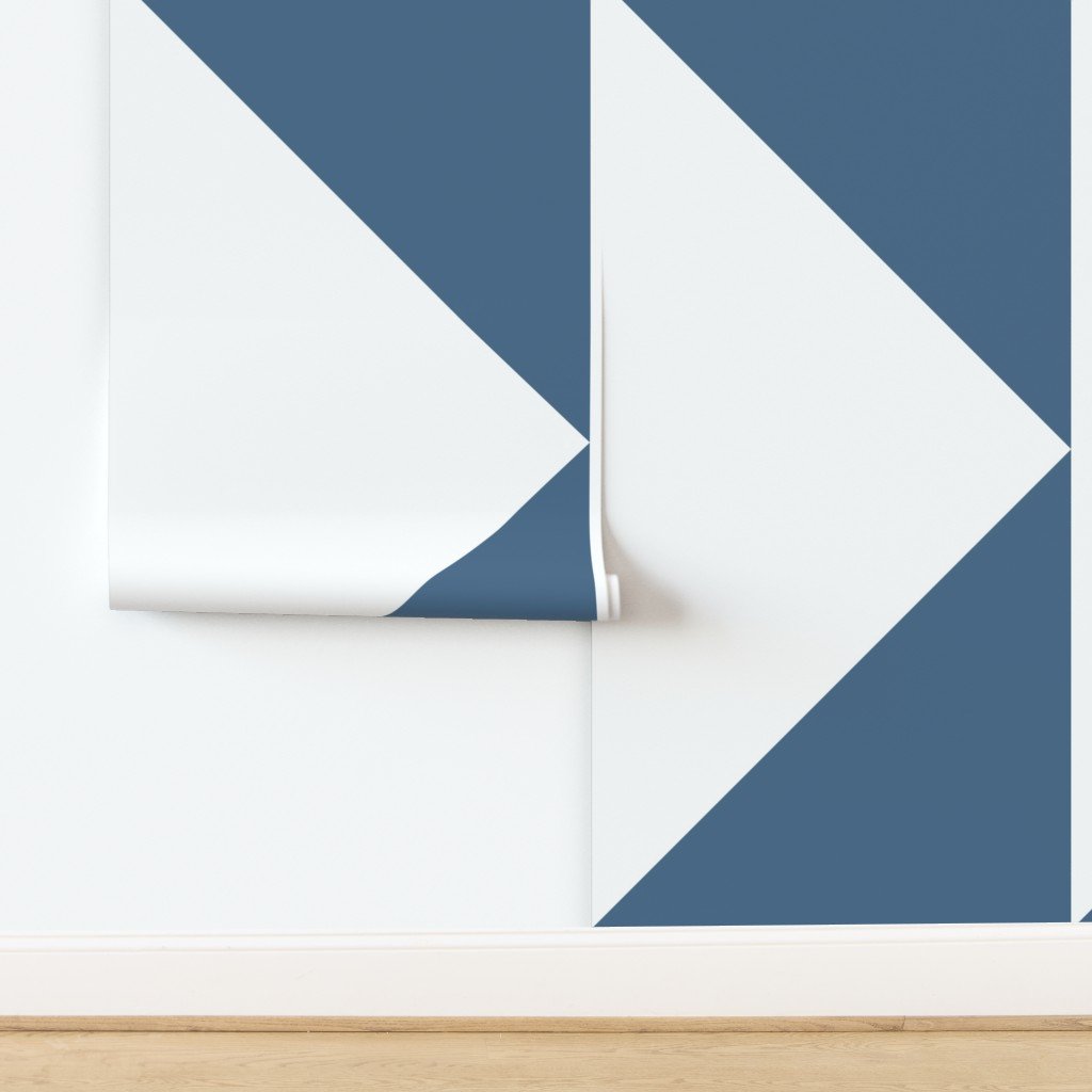 Bold Slate Blue and White Oversized Geometric Triangle Wallpaper Bold Slate Blue and White Oversized Geometric Triangle Wallpaper