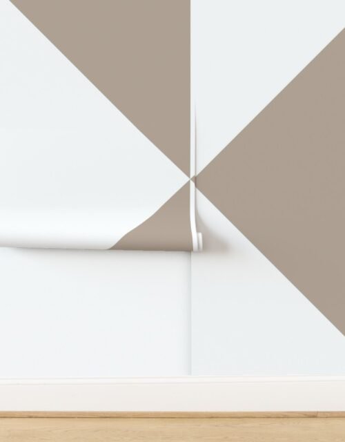Bold Warm Taupe and White Oversized Geometric Diamond Wallpaper